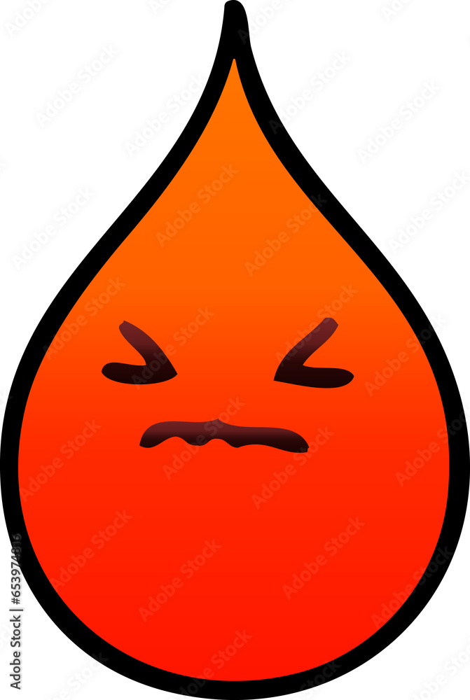 gradient shaded quirky cartoon emotional blood drop