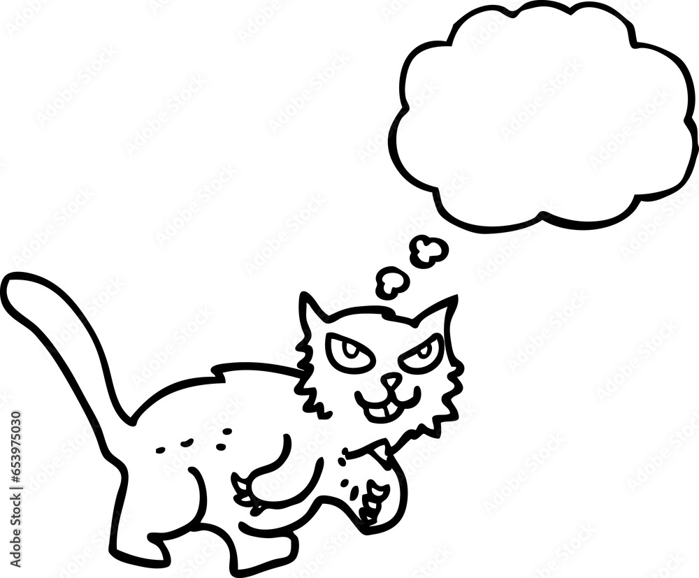 freehand drawn thought bubble cartoon cat freehand drawn thought bubble cartoon cat