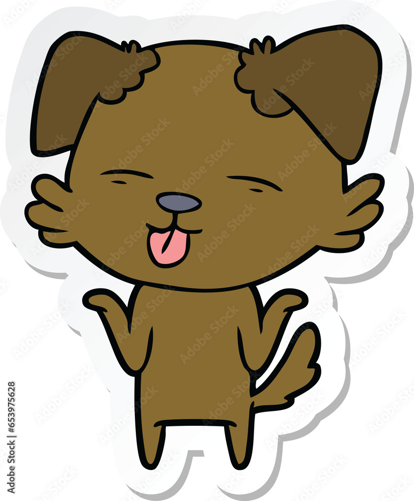 sticker of a cartoon dog sticking out tongue sticker of a cartoon dog sticking out tongue