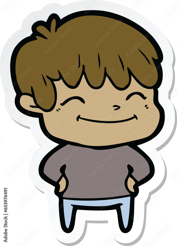 sticker of a happy cartoon boy sticker of a happy cartoon boy