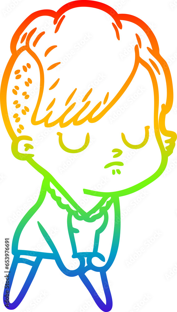 rainbow gradient line drawing of a cartoon woman rainbow gradient line drawing of a cartoon woman