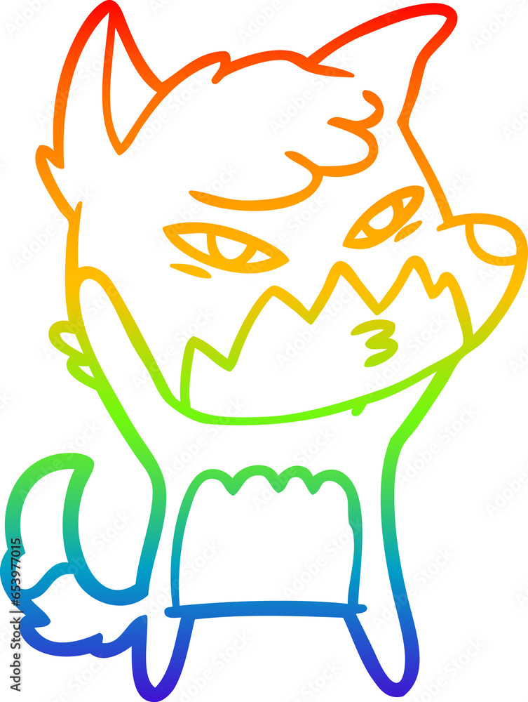 rainbow gradient line drawing of a clever cartoon fox rainbow gradient line drawing of a clever cartoon fox