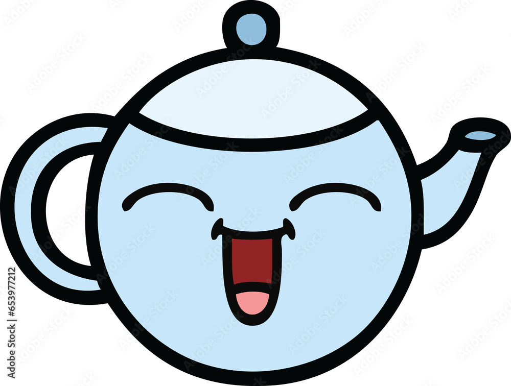 Obraz premium cute cartoon of a happy teapot