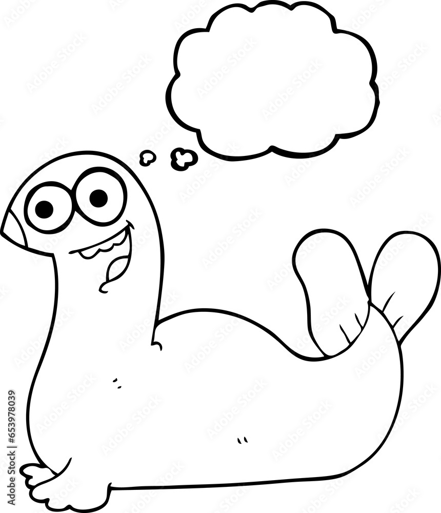 freehand drawn thought bubble cartoon seal freehand drawn thought bubble cartoon seal