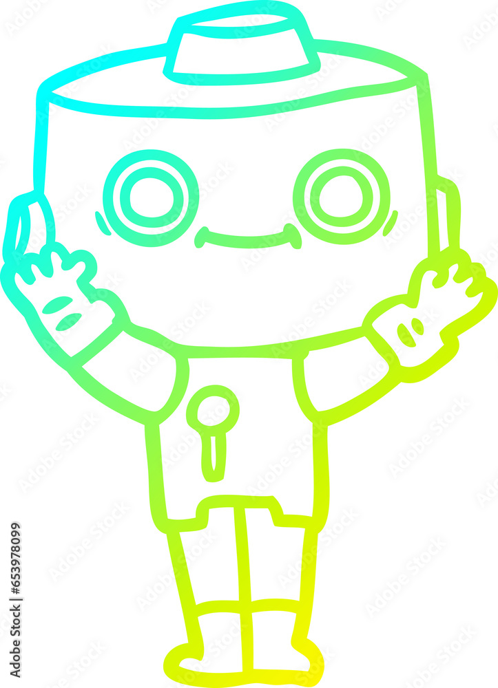cold gradient line drawing of a cartoon robot cold gradient line drawing of a cartoon robot