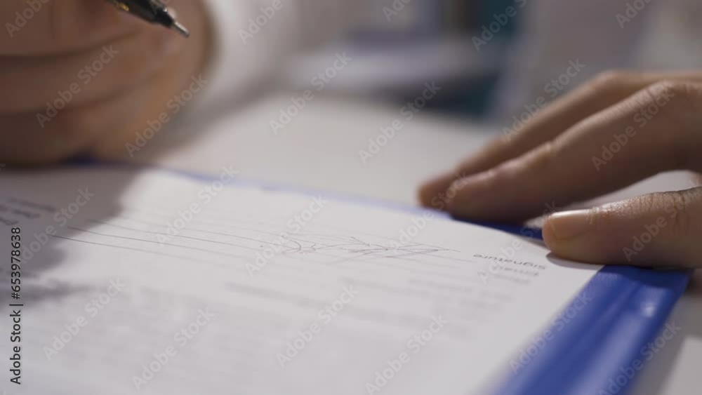 Businessman signing paperwork, contract. Businessman signing paperwork, contract.
