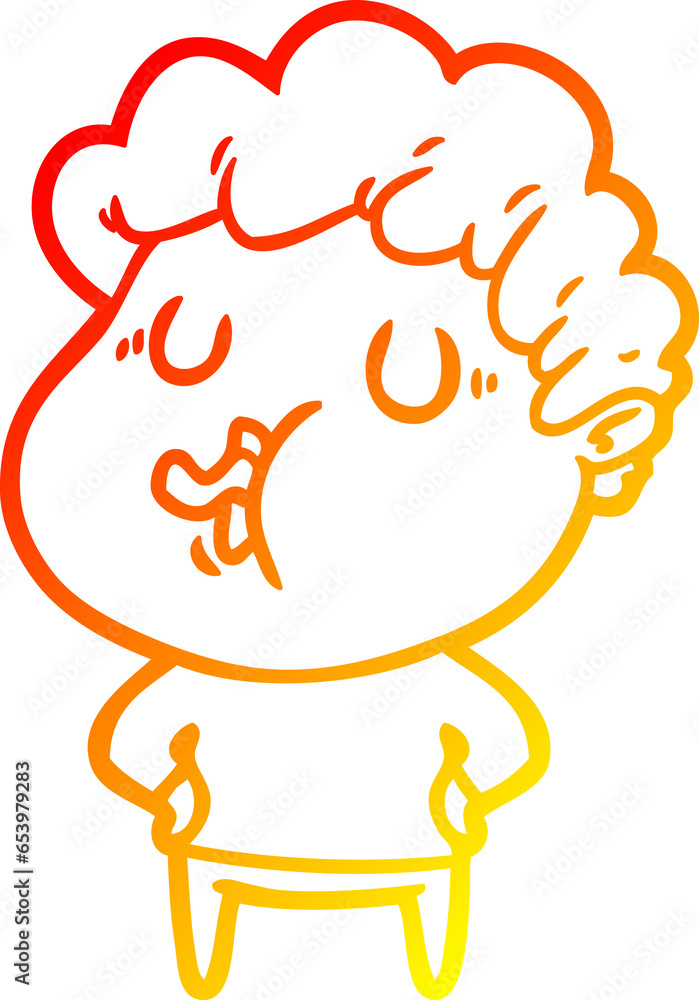 warm gradient line drawing of a cartoon man singing warm gradient line drawing of a cartoon man singing