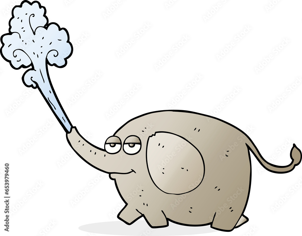 freehand drawn cartoon elephant squirting water freehand drawn cartoon elephant squirting water
