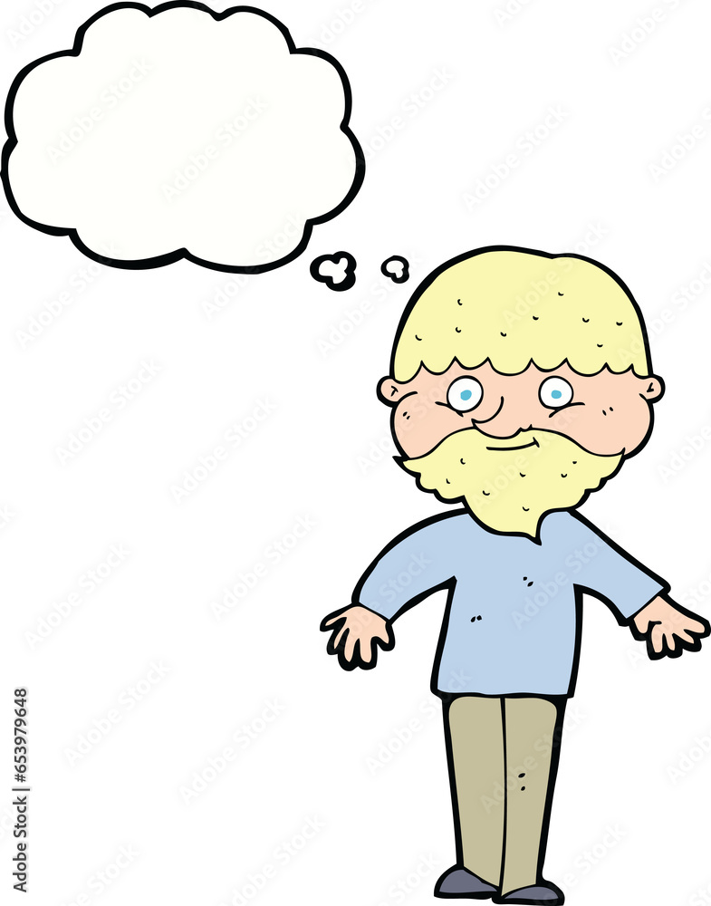 cartoon happy man with thought bubble cartoon happy man with thought bubble