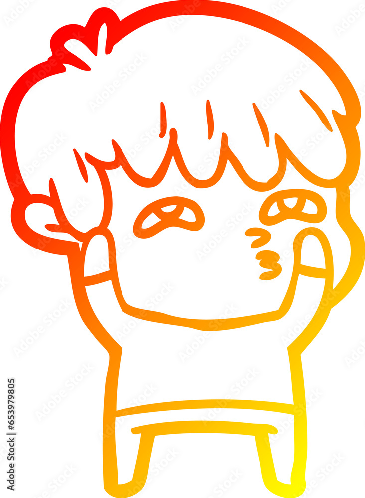 warm gradient line drawing of a cartoon curious man warm gradient line drawing of a cartoon curious man