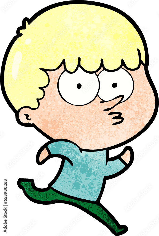 Obraz premium cartoon curious boy running