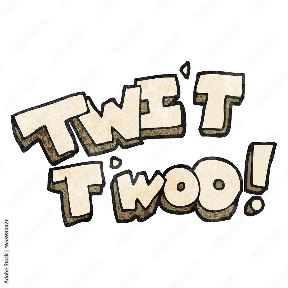 freehand textured cartoon twit two owl call text freehand textured cartoon twit two owl call text