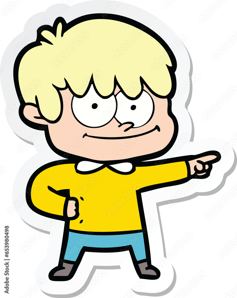 sticker of a happy cartoon man sticker of a happy cartoon man