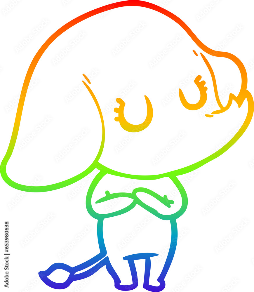 rainbow gradient line drawing of a cute cartoon elephant rainbow gradient line drawing of a cute cartoon elephant