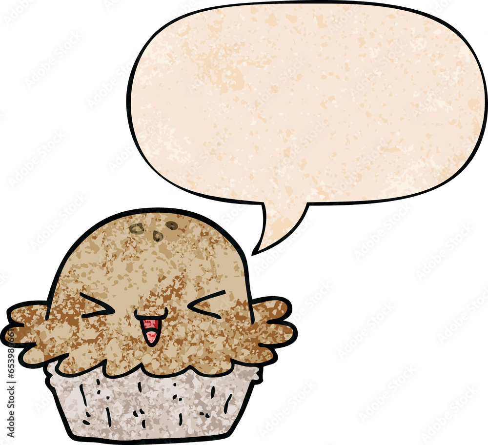 cute cartoon pie with speech bubble in retro texture style cute cartoon pie with speech bubble in retro texture style