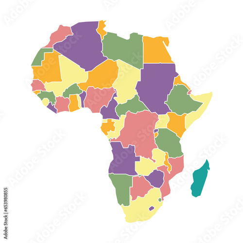 Silhouette and colored Africa map