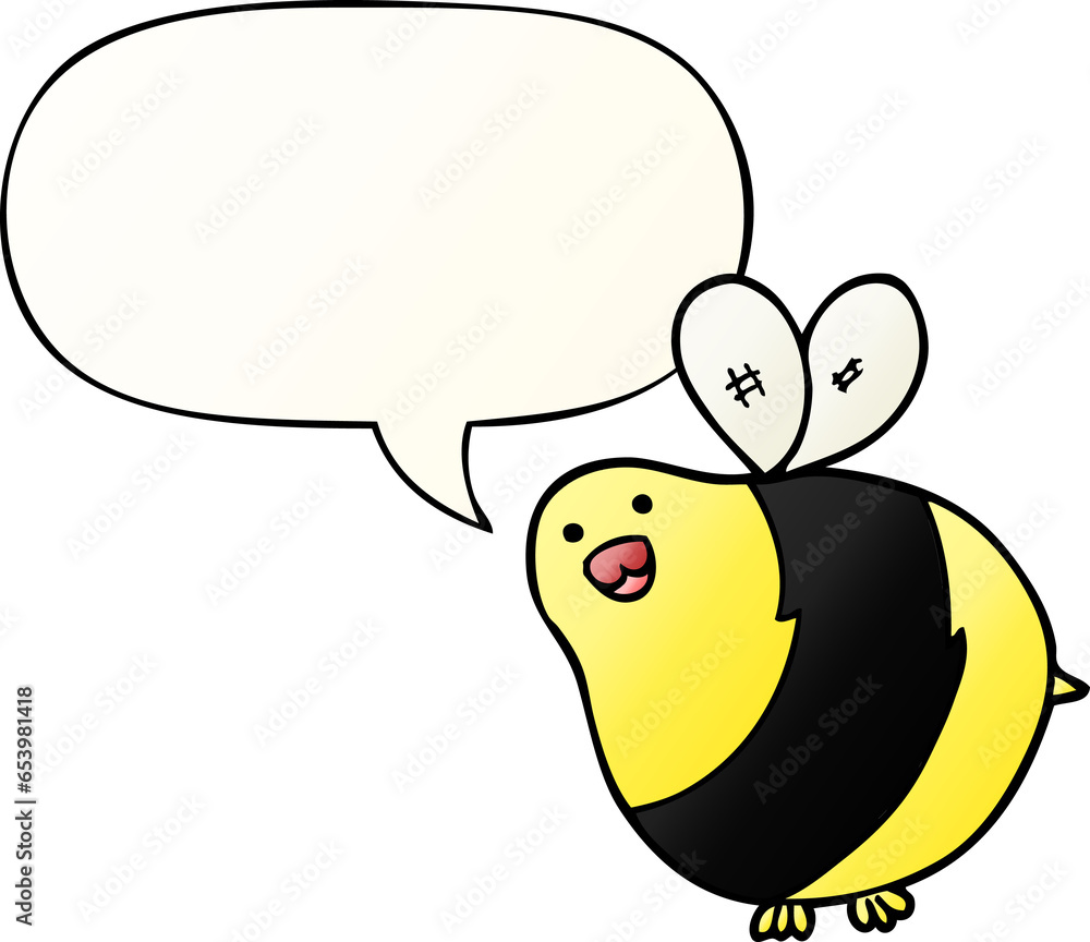 cartoon bee with speech bubble in smooth gradient style cartoon bee with speech bubble in smooth gradient style
