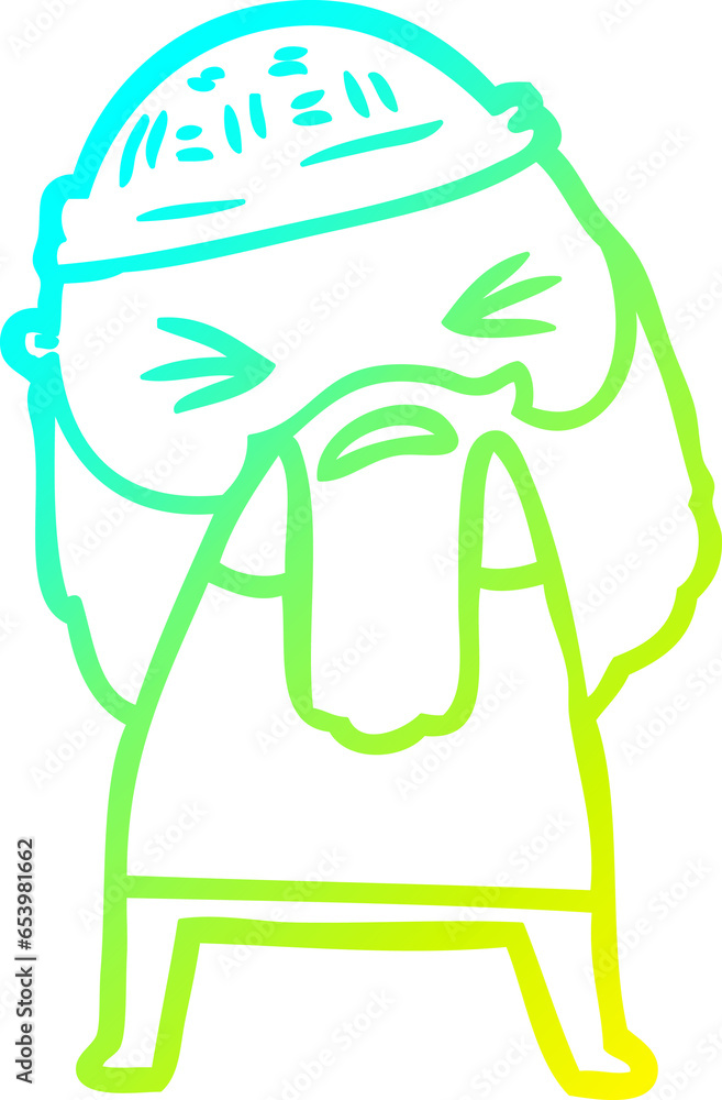 cold gradient line drawing of a cartoon man with beard cold gradient line drawing of a cartoon man with beard
