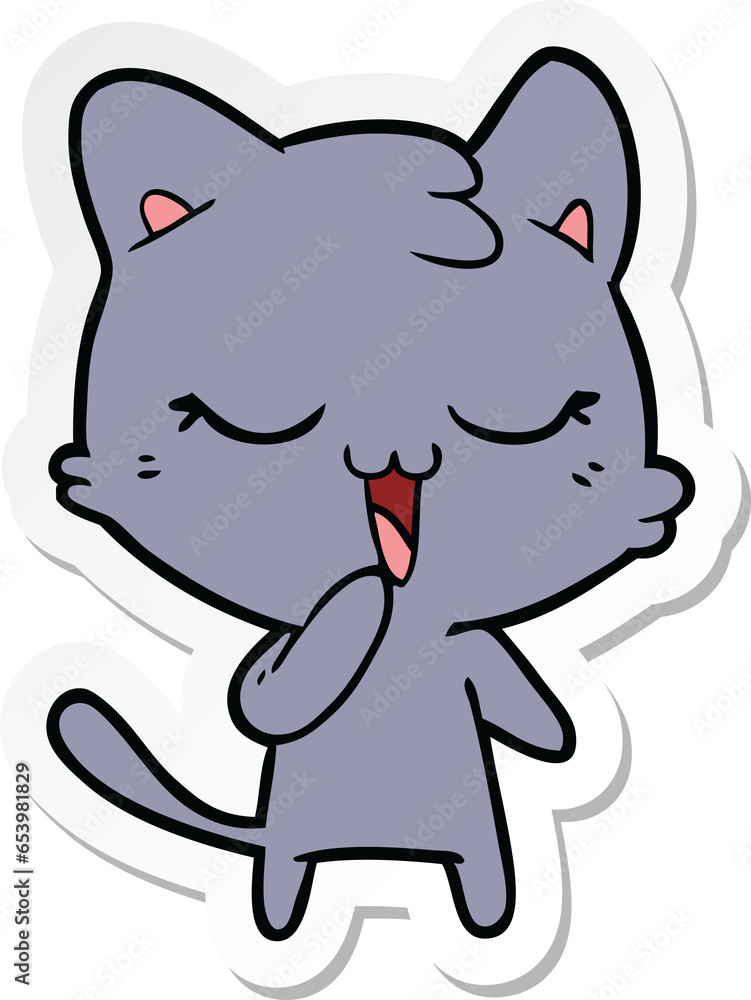 sticker of a happy cartoon cat sticker of a happy cartoon cat