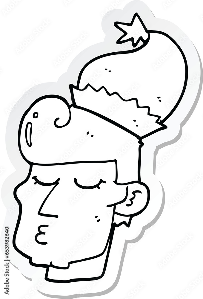 sticker of a cartoon man wearing christmas hat sticker of a cartoon man wearing christmas hat
