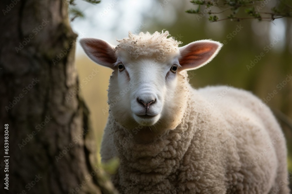 inquisitive young sheep in the season of renewal. Generative AI