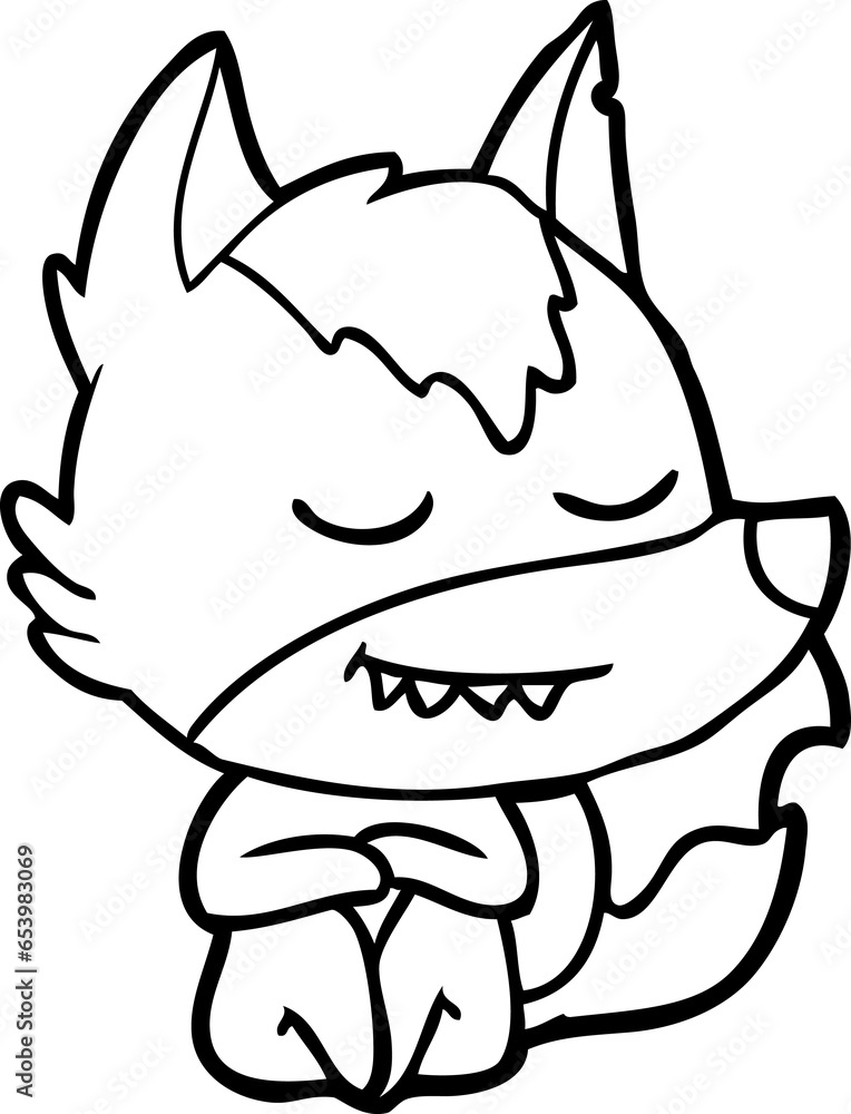 friendly cartoon wolf sitting friendly cartoon wolf sitting