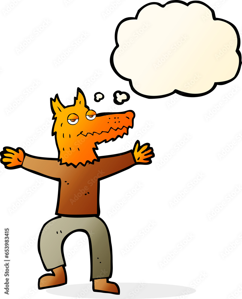 cartoon fox man with thought bubble cartoon fox man with thought bubble
