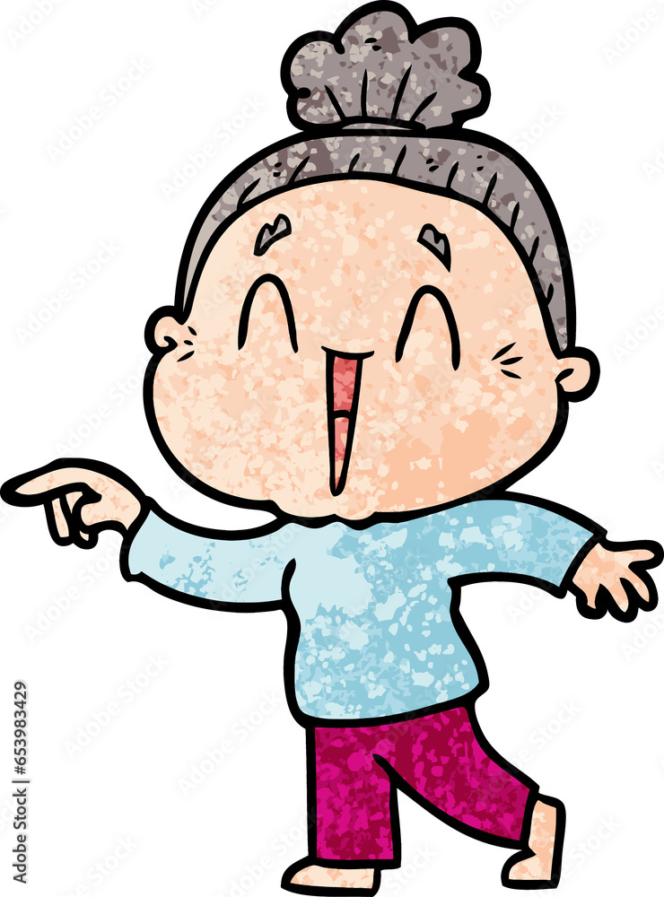 Fototapeta premium cartoon happy old lady