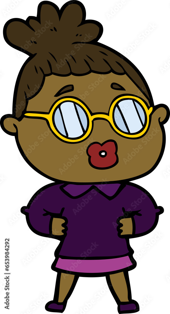 Naklejka premium cartoon woman wearing spectacles