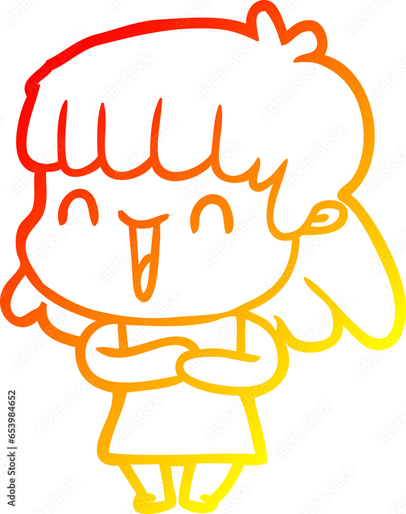 Obraz premium warm gradient line drawing of a cartoon woman