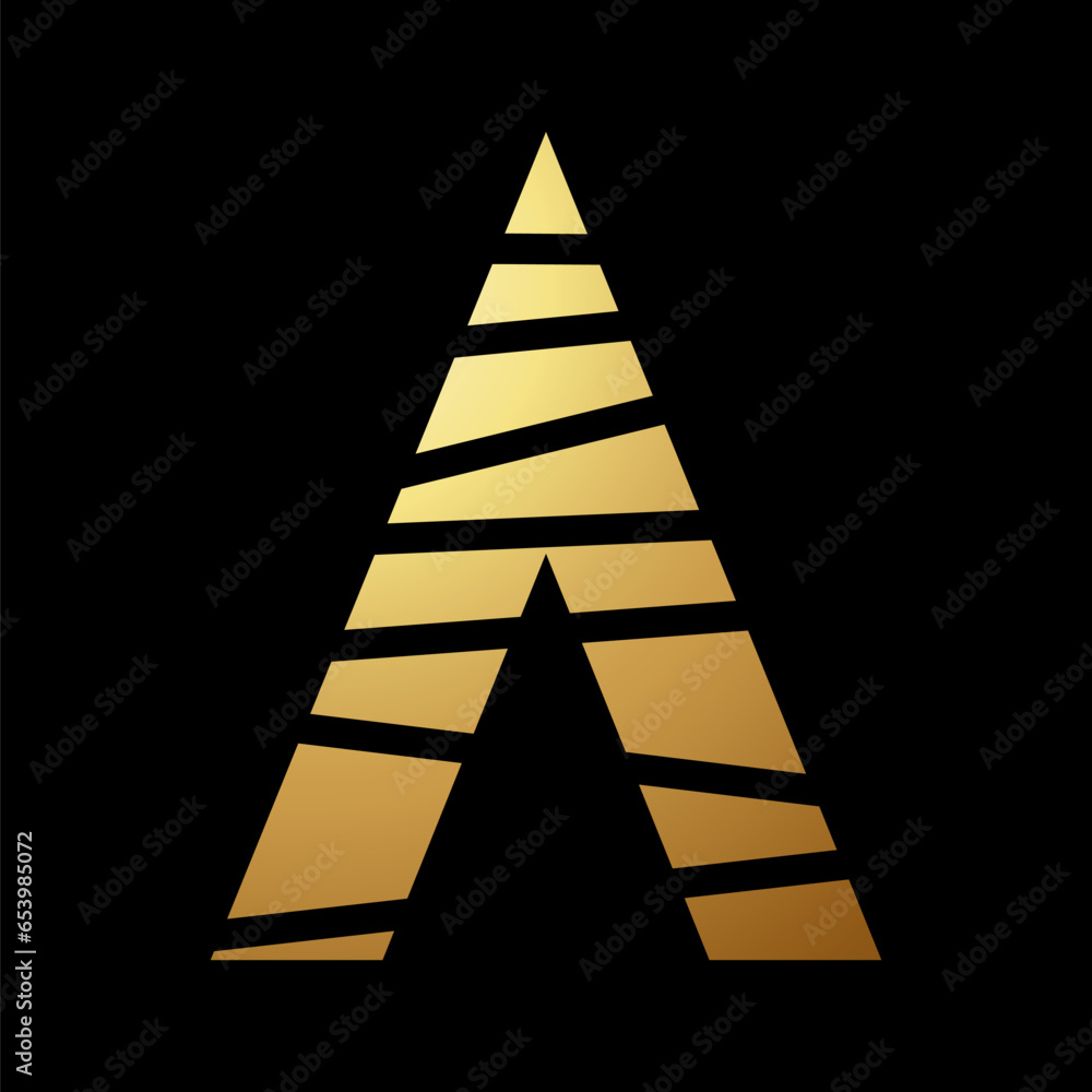 Gold Abstract Letter A Icon with Random Stripes Gold Abstract Letter A Icon with Random Stripes