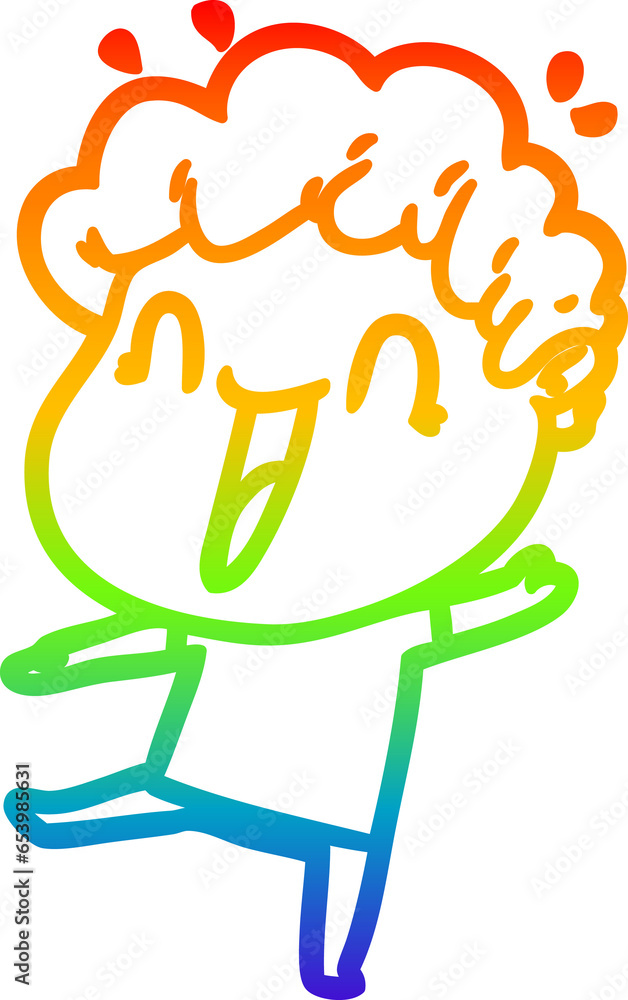 rainbow gradient line drawing of a cartoon happy man rainbow gradient line drawing of a cartoon happy man