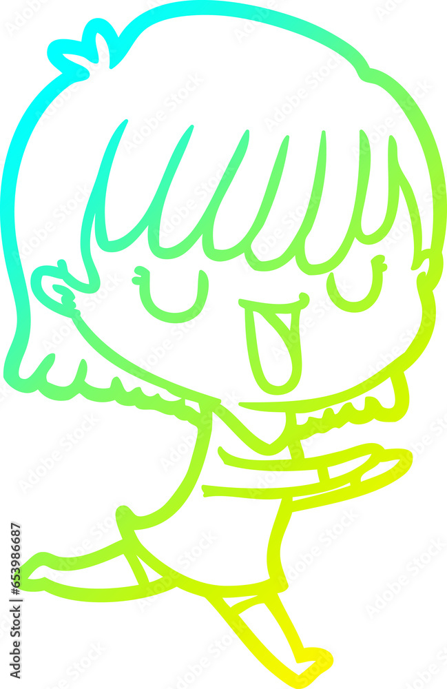cold gradient line drawing of a cartoon woman cold gradient line drawing of a cartoon woman