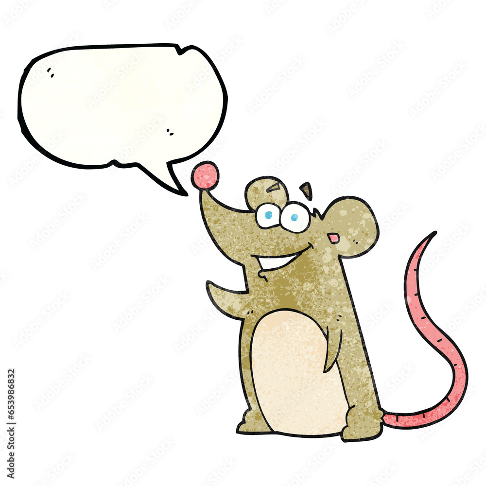 Fototapeta premium freehand speech bubble textured cartoon mouse