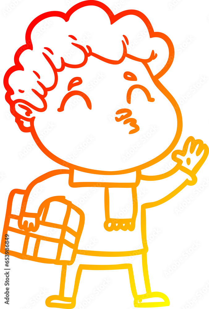 warm gradient line drawing of a cartoon man pouting warm gradient line drawing of a cartoon man pouting