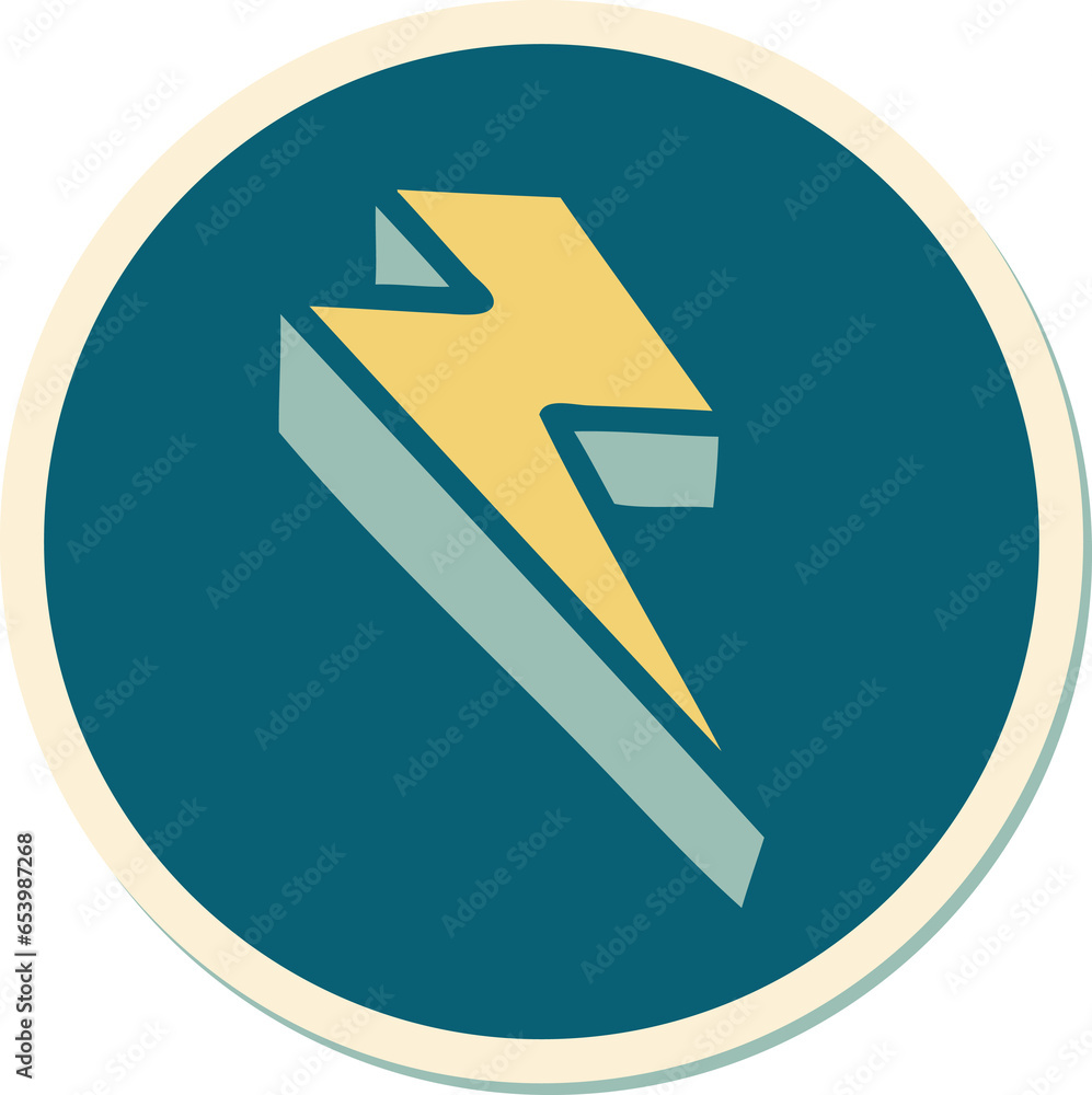 sticker of tattoo in traditional style of lighting bolt sticker of tattoo in traditional style of lighting bolt