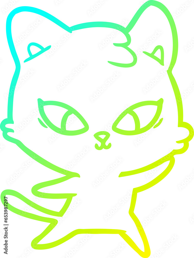 cold gradient line drawing of a cute cartoon cat cold gradient line drawing of a cute cartoon cat