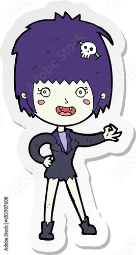 sticker of a cartoon vampire girl