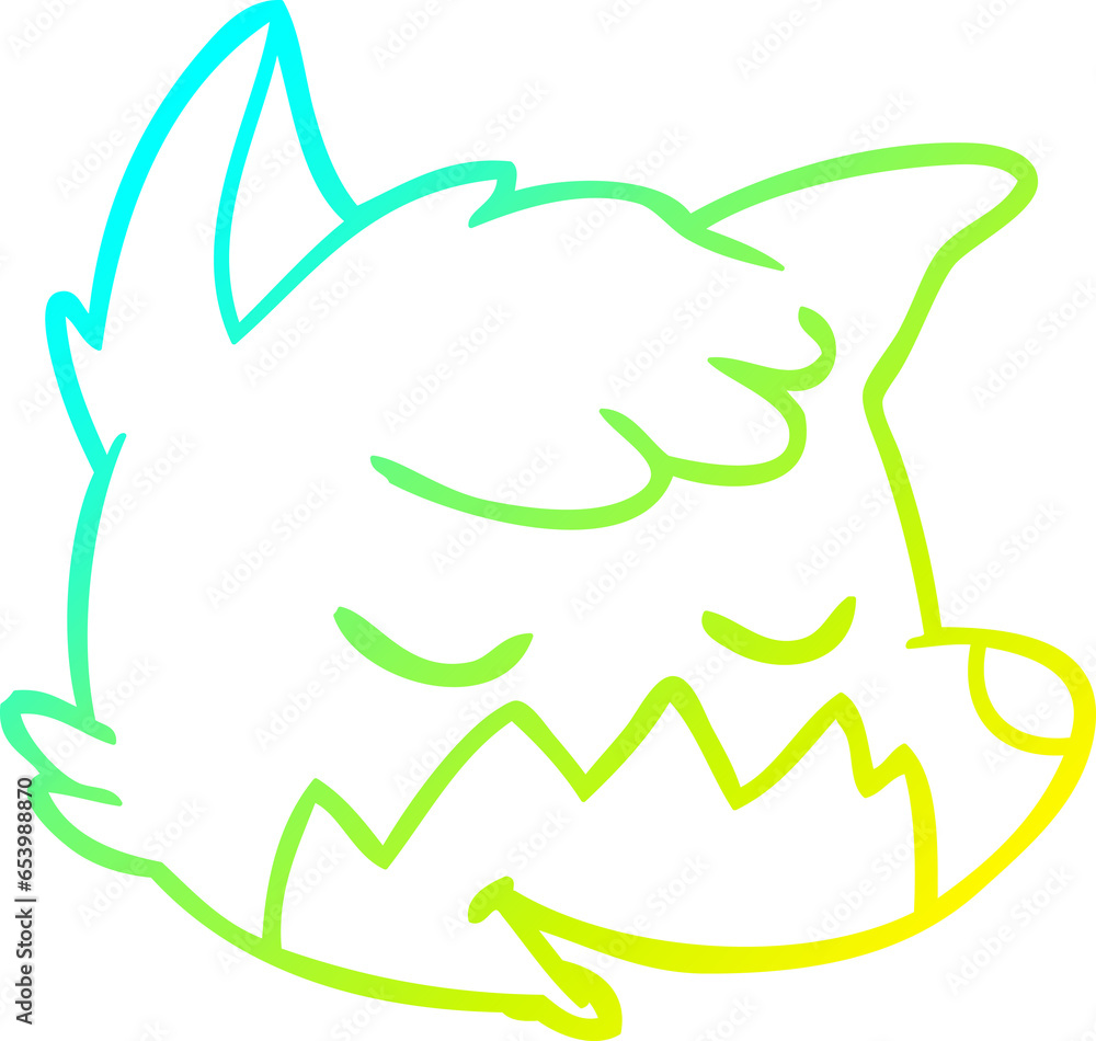 cold gradient line drawing of a cartoon fox face cold gradient line drawing of a cartoon fox face