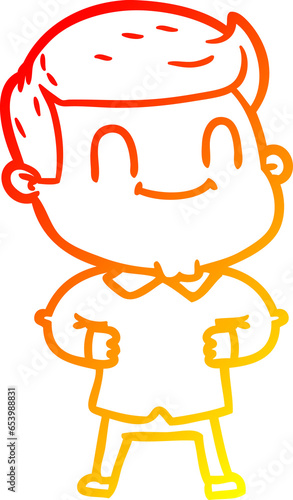 warm gradient line drawing of a cartoon friendly man