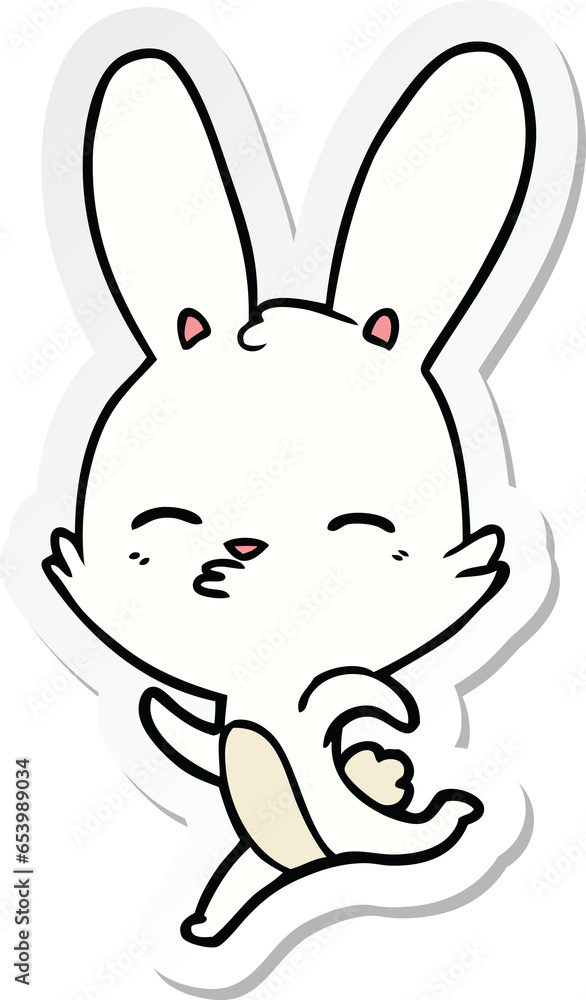 sticker of a running bunny cartoon sticker of a running bunny cartoon