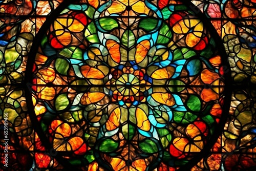 Pattern of stained glass. Generative AI © Eamon