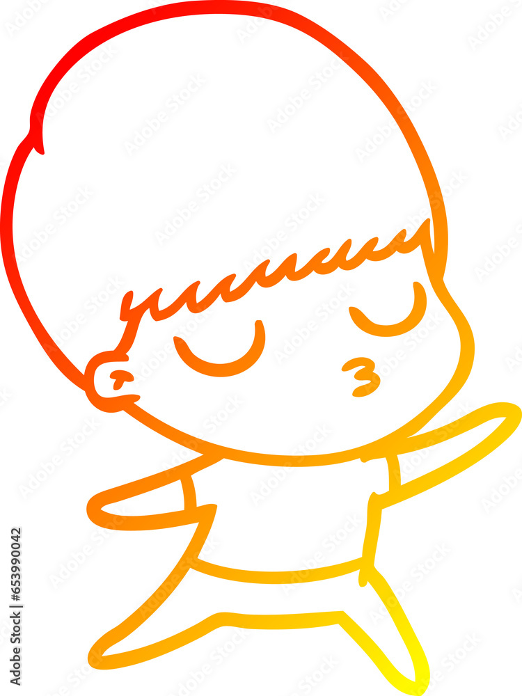 warm gradient line drawing of a cartoon calm boy warm gradient line drawing of a cartoon calm boy