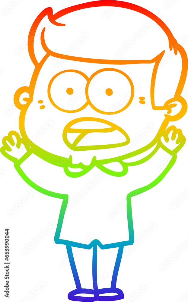 rainbow gradient line drawing of a cartoon shocked man rainbow gradient line drawing of a cartoon shocked man