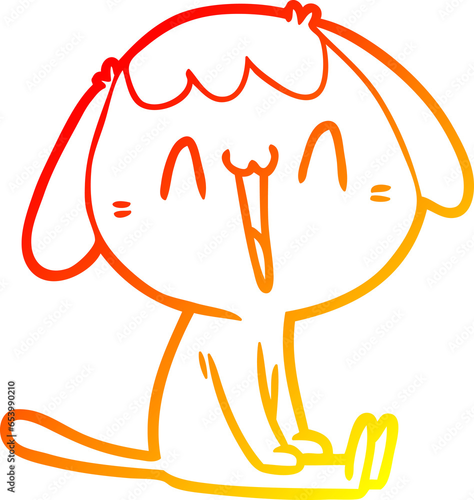 warm gradient line drawing of a cartoon laughing dog warm gradient line drawing of a cartoon laughing dog