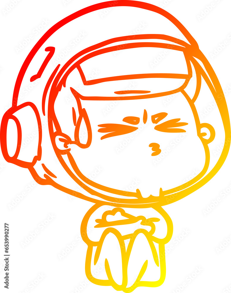 warm gradient line drawing of a cartoon stressed astronaut warm gradient line drawing of a cartoon stressed astronaut
