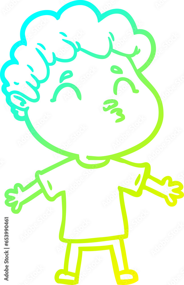 cold gradient line drawing of a cartoon man pouting cold gradient line drawing of a cartoon man pouting
