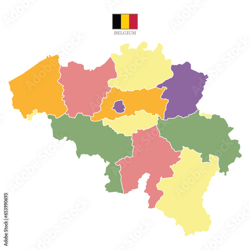 Silhouette and colored Belgium map photo