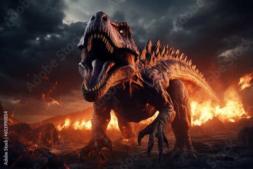 tyrannosaurus dinosaur 3d render, Generative AI photo