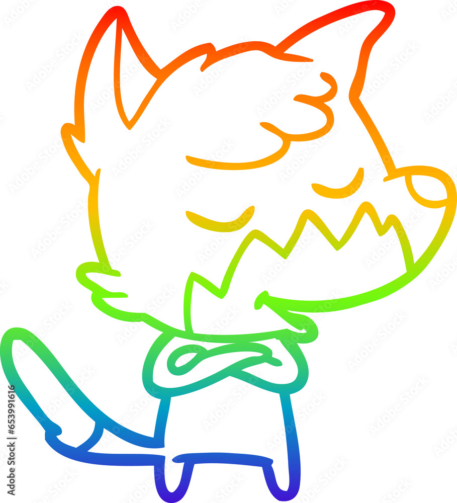rainbow gradient line drawing of a friendly cartoon fox rainbow gradient line drawing of a friendly cartoon fox